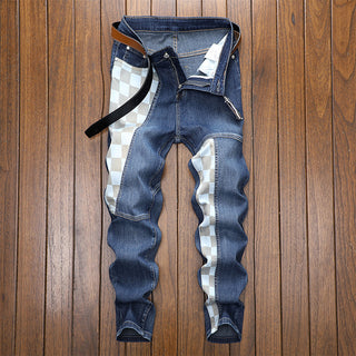 Men's Chess Patchwork Jean