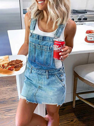 Women's Denim Suspender Skirt