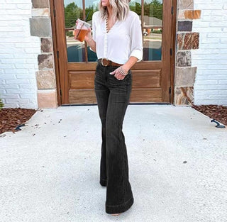 Women's Simple Flared Denim Trousers