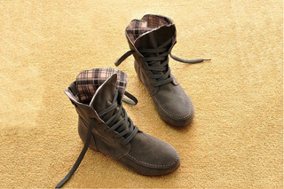 Winter new women's boots flat boots women's lace Martin boots