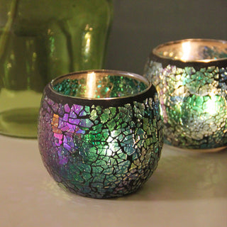 Mosaic glass candle holder