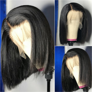 Blk Human Hair Bob Wigs