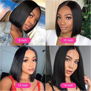 Blk Human Hair Bob Wigs