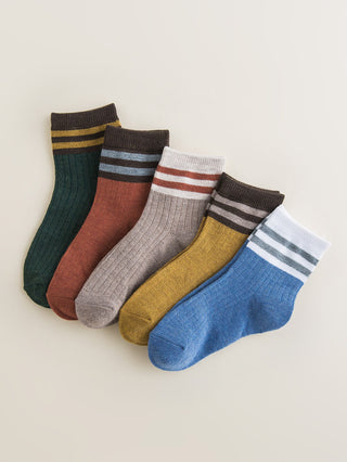 5 pairs Toddler Boys Striped Pattern Socks