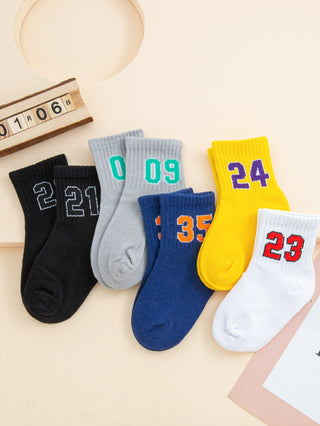 5 pairs Kids Number Pattern Socks