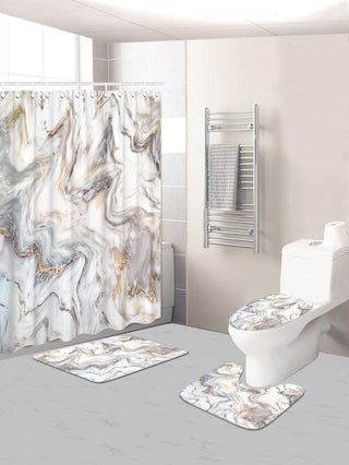 Grey/Wht/ Gold Marble Bath Set