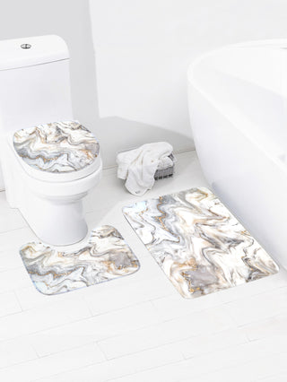 Grey/Wht/ Gold Marble Bath Set