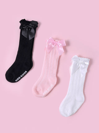 3 pairs Baby Bow Decor Socks