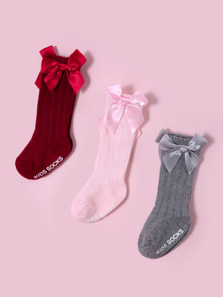 3 pairs Baby Bow Decor Socks