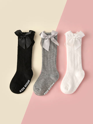 3 pairs Baby Bow Decor Socks