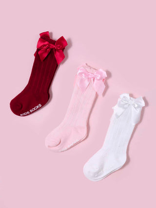 3 pairs Baby Bow Decor Socks