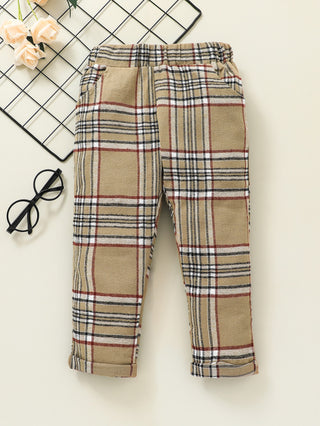 Boys Plaid Patched Sweat Set