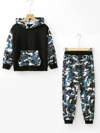 Boys Contrast Camo  Sweat Set