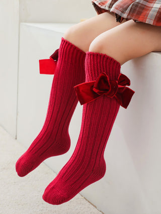 Toddler Girls Bow Decor Over The Calf Socks