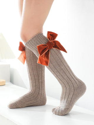 Toddler Girls Bow Decor Over The Calf Socks