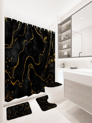 Blk/ Gold Marble Bath Set