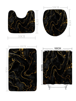 Blk/ Gold Marble Bath Set