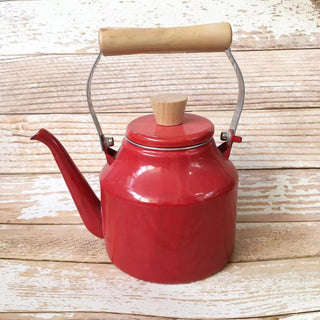 Red & White Enamel kettle