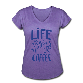 Life Begins After Coffee - purple heather