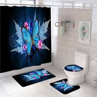 Polyester 3d Printed Shower Curtain Four-piece Set