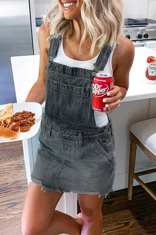 Women's Denim Suspender Skirt