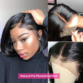 Blk Human Hair Bob Wigs