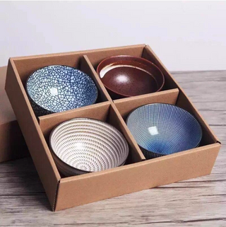 Japanese Inspired Porcelain Bowls (4-Set)