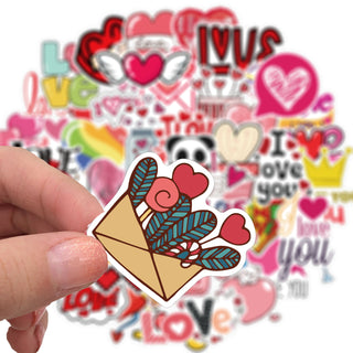 50 Valentine's Day Stickers Heart Suitcase