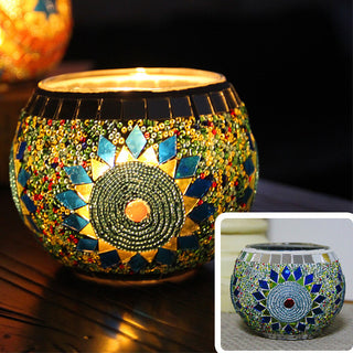 Mosaic glass candle holder