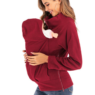 Amazon foreign trade popular multi-functional mother kangaroo sweater autumn and winter nursery bag nursing sweater Plush