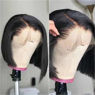 Blk Human Hair Bob Wigs