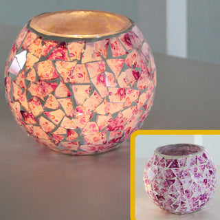 Mosaic glass candle holder