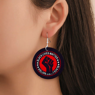 black lives matter leather earrings