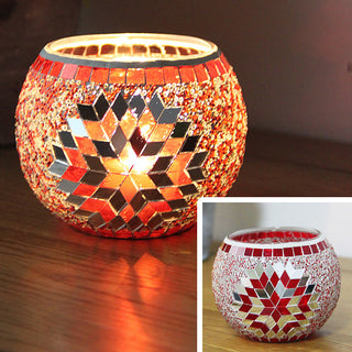 Mosaic glass candle holder