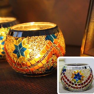 Mosaic glass candle holder