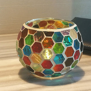 Mosaic glass candle holder