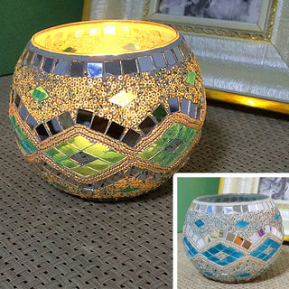 Mosaic glass candle holder