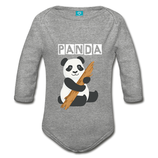 Panda L/S Baby Bodysuit - heather gray