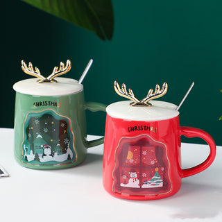 Ceramic Christmas Cups With Spoon