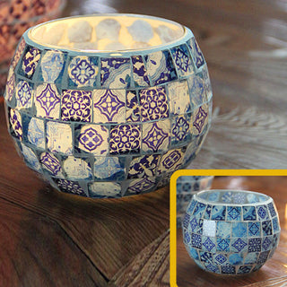 Mosaic glass candle holder