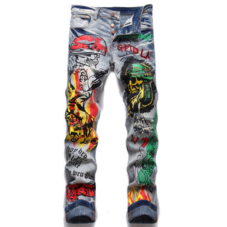 Stretch Printed Dye Skinny Jeans