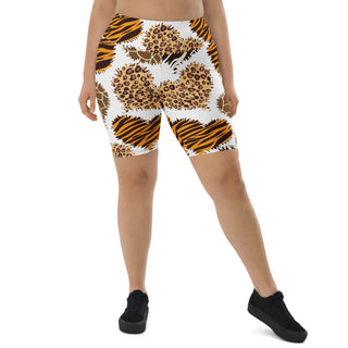 Animal Heart Print Biker Shorts