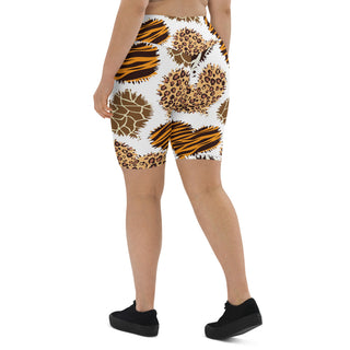 Animal Heart Print Biker Shorts