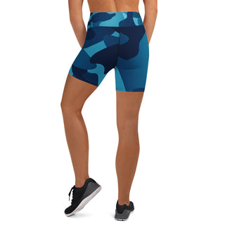 Blue Camo Yoga Shorts