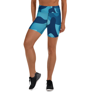 Blue Camo Yoga Shorts