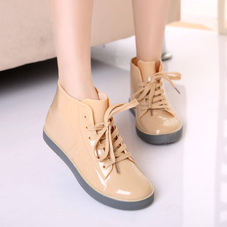 Lace-up Canvas Women's Boots Ball Style Lace-up Rain Boots