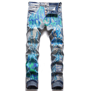 Stretch Printed Dye Skinny Jeans