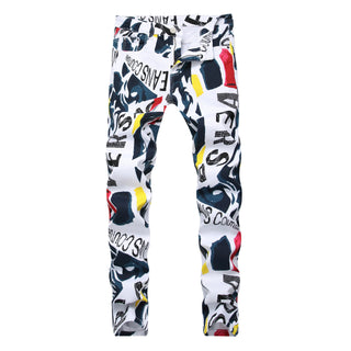 White Printed Stretch Jean