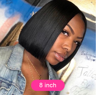 Blk Human Hair Bob Wigs