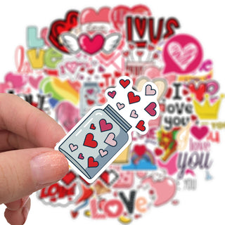 50 Valentine's Day Stickers Heart Suitcase